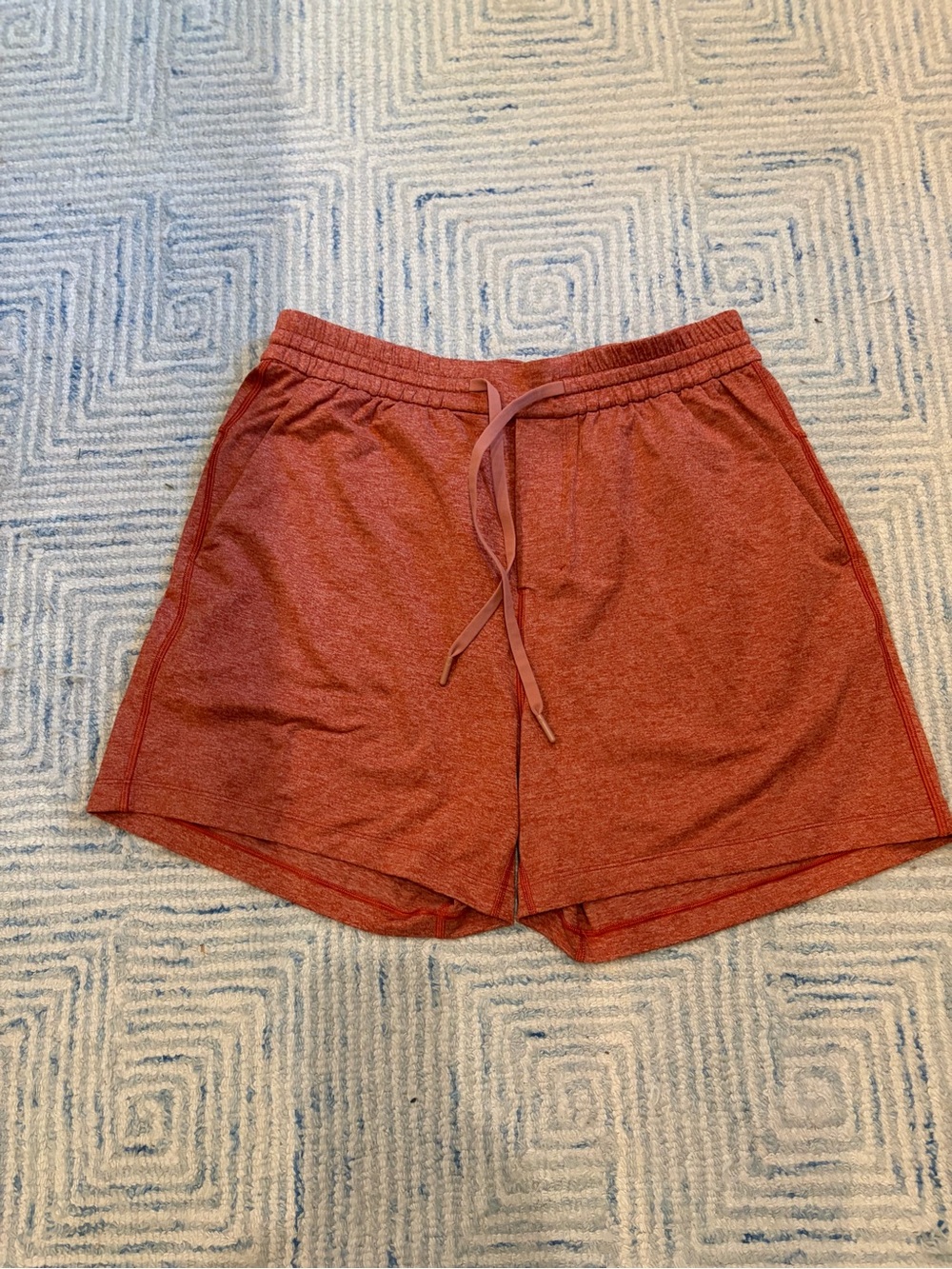 Mens Lululemon Casual Drawstring Lounge Shorts — Rust